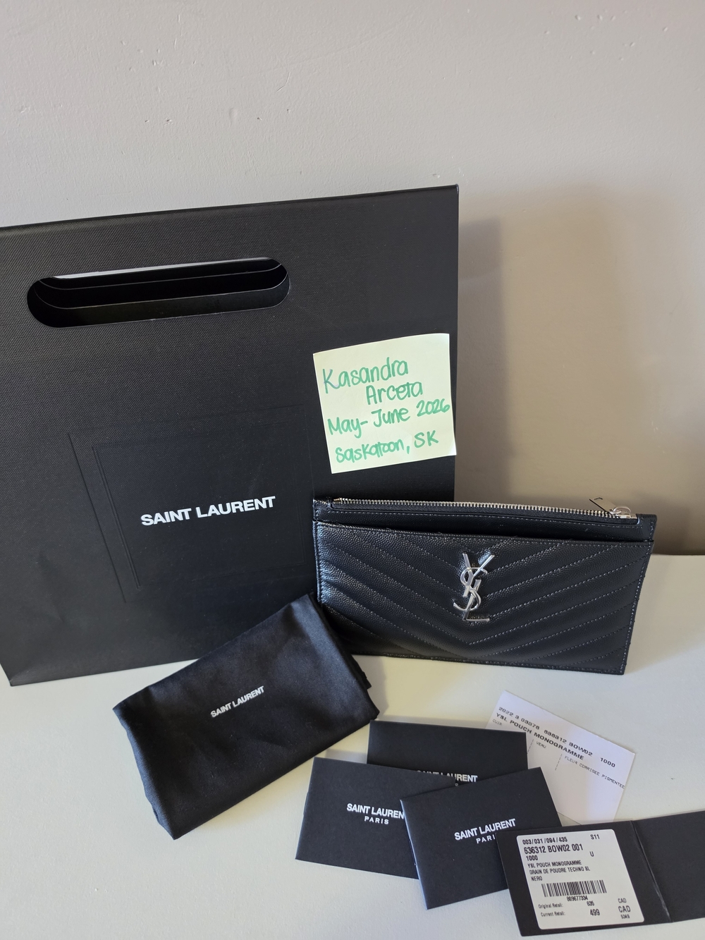 Saint Laurent Quilted Leather Zip Pouch - Black